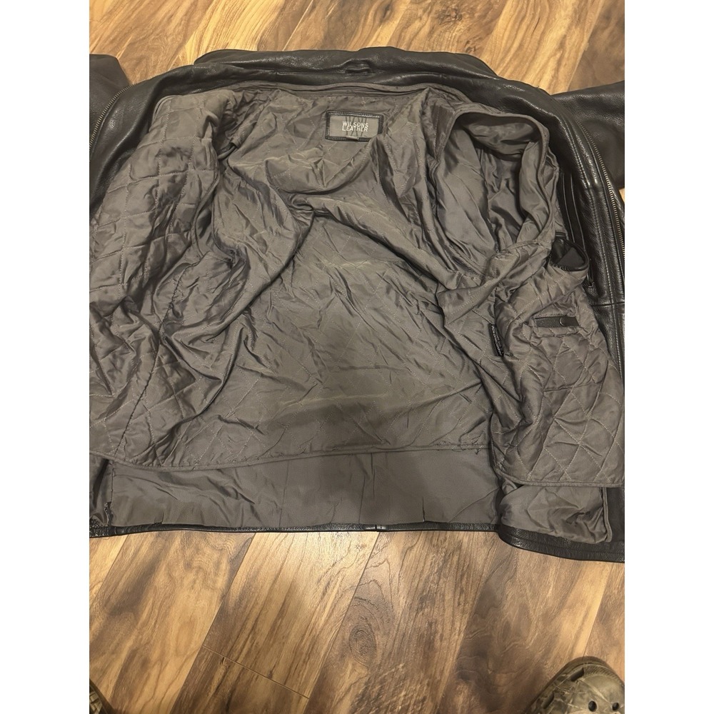 Vintage Wilson's Men's Leather Zip Up Jacket Black Size XL - Picture 7 of 7
